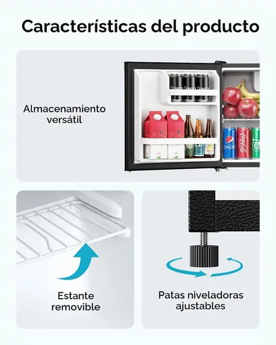Vista 7 de EUHOMY Mini refrigerador de 1.7 pies cúbicos, refrigerador compacto de Negro
