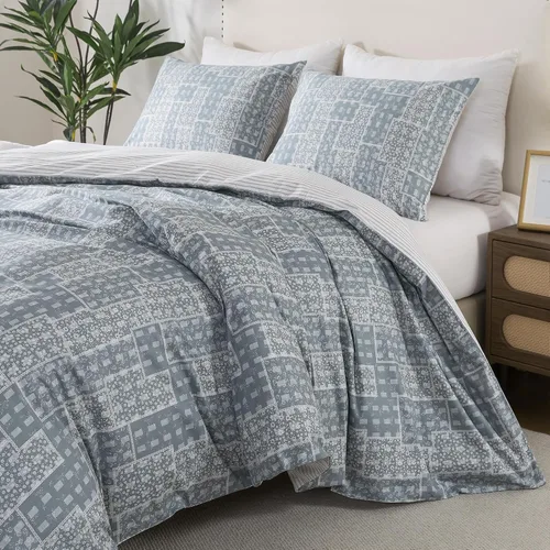 Vista 59 de HoneiLife Juegos de Fundas de Edredón Twin - Funda de Edredón Floral 100% Algodón, Juego de Ropa de Cama Transpirable de 2 Piezas con Cierre