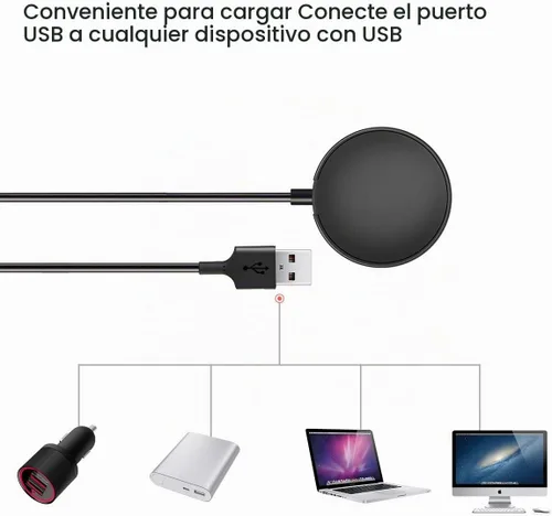 Vista 3 de Compatible con Samsung Galaxy Watch 6/6 Classic/5/5 Pro/4/4 Classic/3/Active 2/Active, 1 paquete de cable de carga inalámbrica USB de repuesto