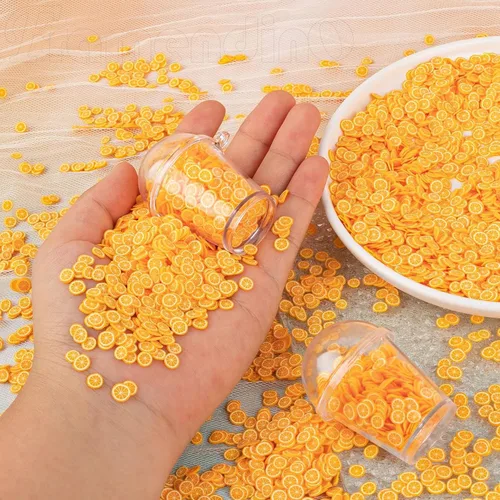 Vista 5 de Framendino, 3.53 oz 3D lindo fruta naranja rebanadas arcilla polímero para decoración de uñas DIY Sandía