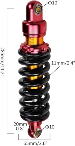 Vista 2 de Amortiguador trasero de 11.2 pulgadas, suspensión ajustable de 980 libras para motocicleta Pit Dirt Bike Scooter ATV Quad Buggy Go Kart Motocross
