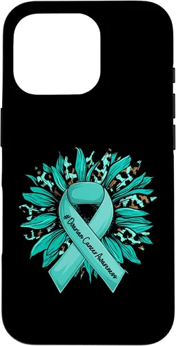 Vista 20 de Leopard Sunflower Teal Ribbon Ovarian Cancer Awareness Case for iPhone 16