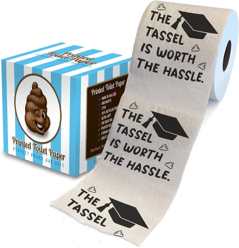 Vista 15 de Printed TP Papel higiénico impreso con texto en inglés "Congrats on Graduation", divertido rollo de papel higiénico para las mejores bromas