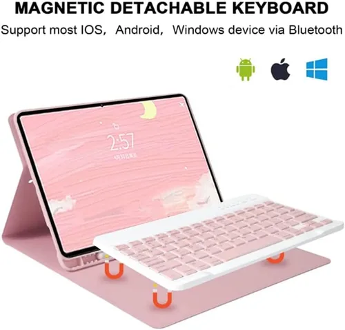 Vista 3 de Funda de teclado retroiluminada para Galaxy Tab A8 de 10.5 pulgadas modelo 2022 (SM-X200/X205/X207), cubierta delgada y ligera con teclado