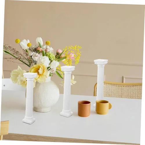 Vista 9 de Happyyami Columna romana decorativa de pilar de mesa de pilar con temática romana antigua, estatua de pilar para fotografía, decoración de jardín al