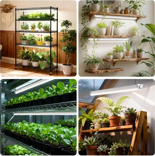 Vista 9 de JESLED Luces de cultivo impermeables para plantas de interior, 2 pies de espectro completo 5000K LED para inicio de semillas, plántulas y verduras