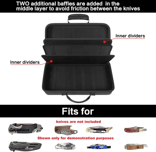 Vista 2 de Estuche de exhibición de cuchillos para más de 64 cuchillos de bolsillo, fundas plegables para cuchillos para colecciones, soporte de bolsa