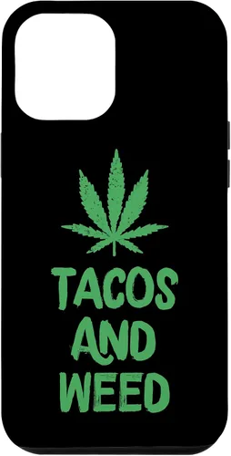 Vista 25 de Carcasa divertida para iPhone 16 Tacos y marihuana de marihuana envejecida