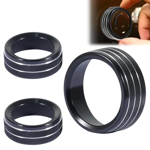 Vista 7 de Unifizz 3 piezas de calcomanías para pomos de aire acondicionado de automóvil, interruptor de radio de CA para Dodge 15-20 Durango Challenger