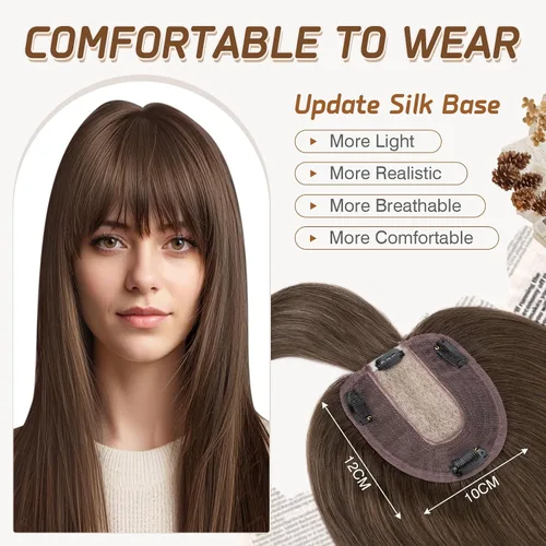 Vista 42 de Rich Choices Pelucas con topper de cabello para mujeres, cabello humano real 100% Remy, sin flequillo, para mujeres con adelgazamiento en la parte