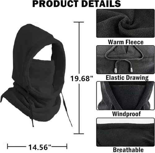 Vista 2 de Pasamontañas a prueba de viento para invierno, máscara de esquí de forro polar cálido para hombres y mujeres, clima frío, motocicleta, ciclismo