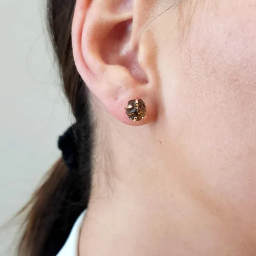 Vista 111 de Aretes de piedra preciosa natural en bruto con oro rosa sobre plata de ley 925, 6 a 0.276 in, regalo de piedra de nacimiento de calidad genuina