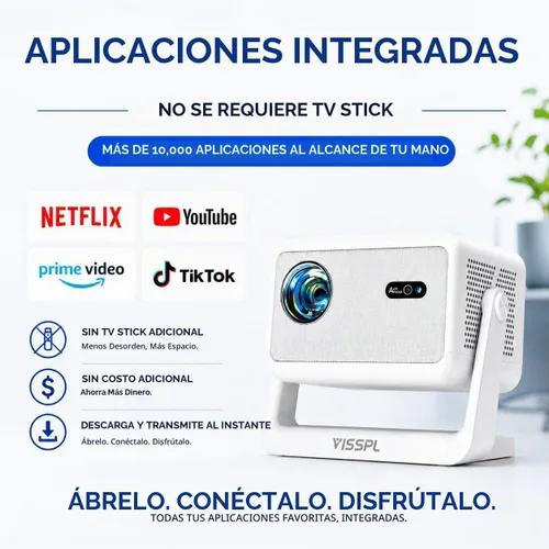 Vista 3 de [Ahora con Netflix y 3500ANSI] Proyector inteligente 4K con WiFi y Bluetooth, enfoque automático y servidor de impresión portátil Keystone, mini