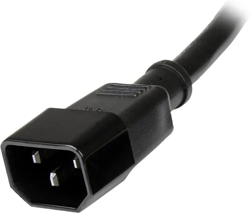 Vista 4 de StarTech.com Cable de extensión de alimentación de 1 pie, C14 a C13, 10A 125V, 18AWG, extensión de cable de alimentación de computadora, IEC-320-C14