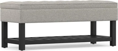 Vista 11 de SIMPLIHOME Cosmopolitan - Otomana rectangular con aspecto de lino de 44 Cloud gris