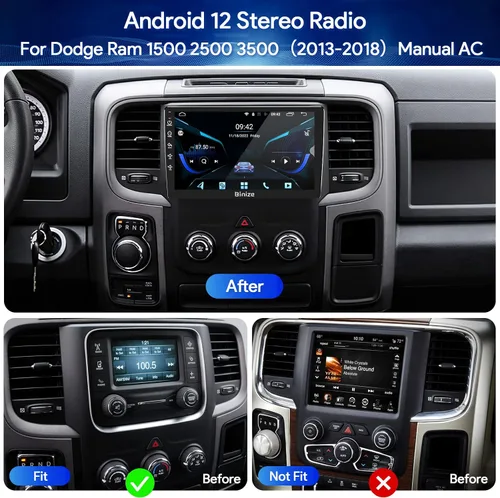 Vista 6 de Binize Android 13 - Estéreo para automóvil compatible con Dodge Ram 1500/2500/3500 Radio 2013 2014 2015 2016 2017 2018, unidad principal de radio