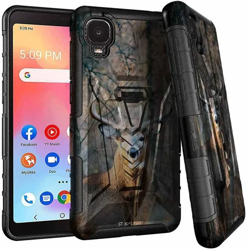 Vista 14 de Rome Tech Funda con clip para cinturón para Cricket Icon 3 de 6.5 pulgadas (2021) - Funda de teléfono celular de doble capa a prueba de golpes