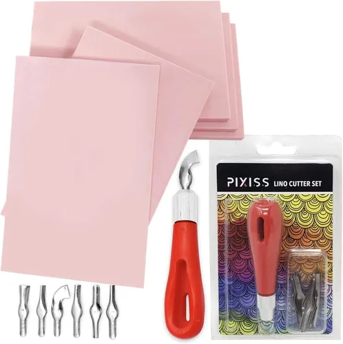 Vista 12 de Kit de fabricación de sellos de bloque de goma con herramientas de corte, 1 sello de goma para tallar, impresión y más