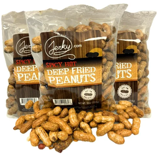 Vista 17 de Jerky.com Paquete de 3 muestras de cacahuetes fritos en cáscara, sabores gourmet que incluyen salado, ajo asado, picante picante, cacahuetes