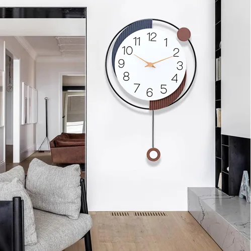 Vista 7 de Dankeit Reloj de pared decorativo con péndulo, silencioso, funciona con batería de cuarzo, grande de 13x20 pulgadas para decoración de la sala