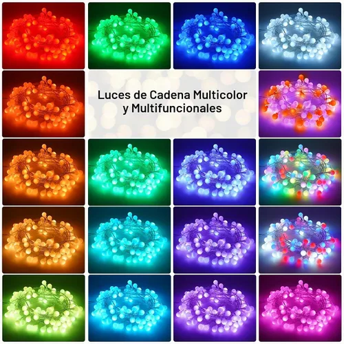 Vista 2 de OMIKA Guirnalda de luces de 20 pies, 40 LED de 24 colores cambiantes, funciona con pilas, luces de Navidad alimentadas por USB, cadena de luces
