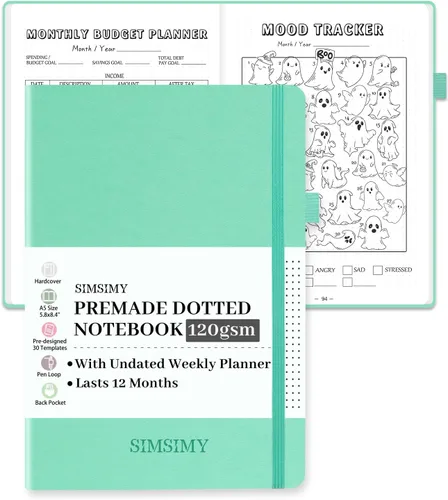 Vista 8 de Cuaderno de Diario Punteado Prefabricado con Plantillas de Viñetas, Diario de Puntillado en Rejilla de Puntos Prefabricado con Planificador Semanal