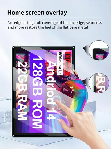 Vista 4 de Protector de pantalla para tablet ZIOVO Z168 Android 14 de 10.1 pulgadas, dureza 9H antiarañazos, sensible al tacto, bordes redondeados 2.5D, sin