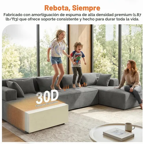 Vista 5 de MONVANE Sofá modular modular en forma de U de 141 pulgadas, gris ceniza