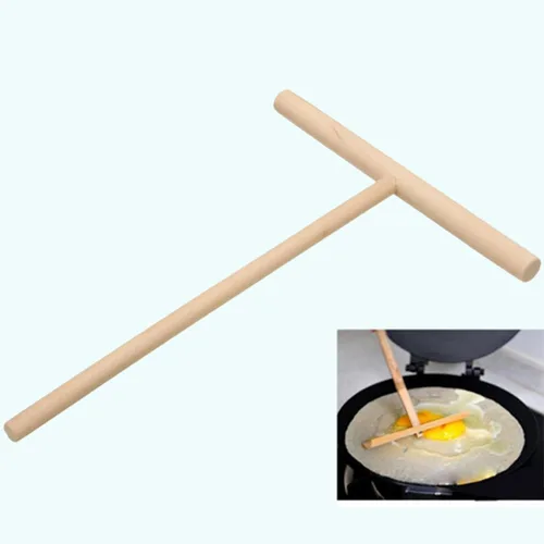 Vista 9 de Hemoton Esparcidor de crepé en forma de T de madera natural Herramienta en forma de T para crepes Crepe de madera Crepe Maker Herramienta para hacer