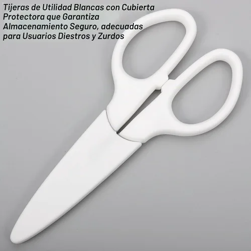 Vista 4 de YOUGUOM - Tijeras blancas de 6 pulgadas, multiusos, para oficina, escuela, manualidades, costura Comfort Grip, Stainless Blades, Left/Right Hand