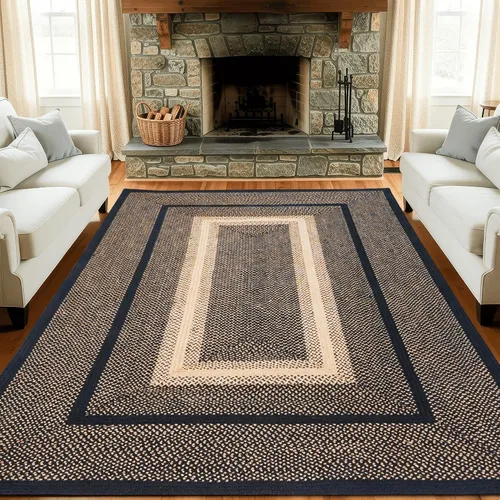 Vista 51 de Homespice Apple Pie - Alfombra ovalada roja de 2 x 3 pies, alfombra de cocina trenzada para decoración primitiva y rústica, reversible, yute sin