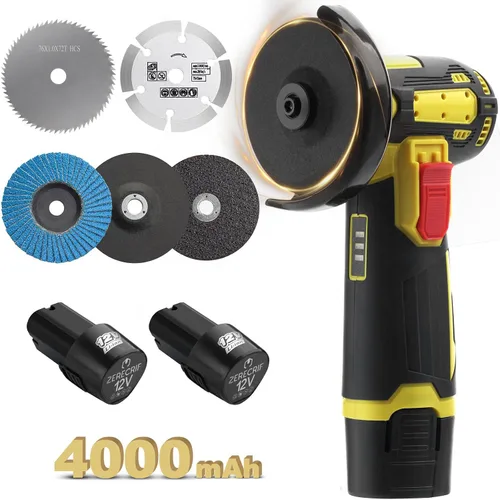 Vista 6 de Mini amoladora angular de 19500 RPM, amoladora angular inalámbrica de 4000 mAh con batería, amoladora angular portátil pequeña, herramienta de corte
