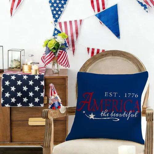 Vista 5 de RABUSOFA Fundas de almohada para el 4 de julio, 18 x 18 pulgadas, letreros patrióticos, rojo, blanco y azul, Día de la Independencia, 4 de julio
