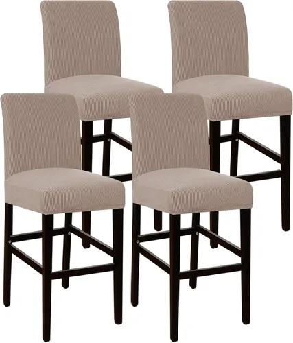 Vista 26 de Flamingo P Fundas de taburete para sillas de comedor, fundas de asiento de tela jacquard elástica con parte inferior elástica extraíble, juego de 2