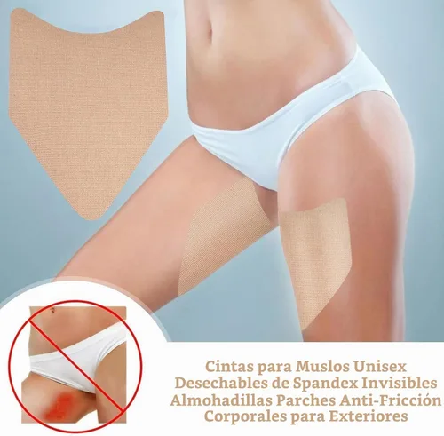 Vista 4 de Adhesivos antirozaduras para el interior del muslo, 20 piezas desechables autoadhesivas para muslos, cinta elástica transpirable para levantar