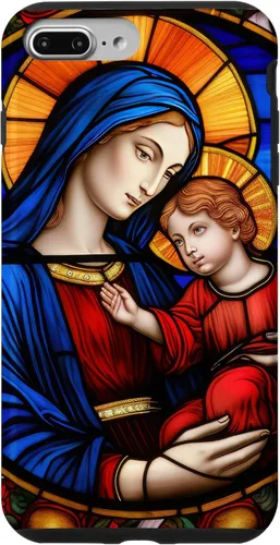 Vista 12 de Blessed Virgin Mary and Jesus Christ Stained Glass Case for iPhone 16