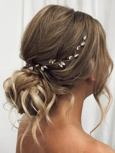 Vista 5 de JAKAWIN Novia Rhinestone boda pelo vid cristal pieza de pelo nupcial accesorio para el cabello para mujeres y niñas HV190
