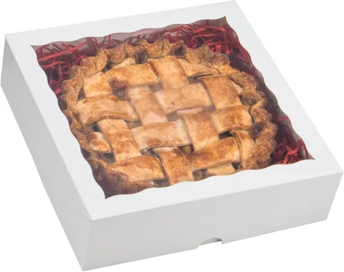 Vista 4 de RomanticBaking 14 cajas de panadería de 9 x 9 x 2.5 pulgadas con ventana para pastel, corazón quebradizo, fresas cubiertas de chocolate, galletas