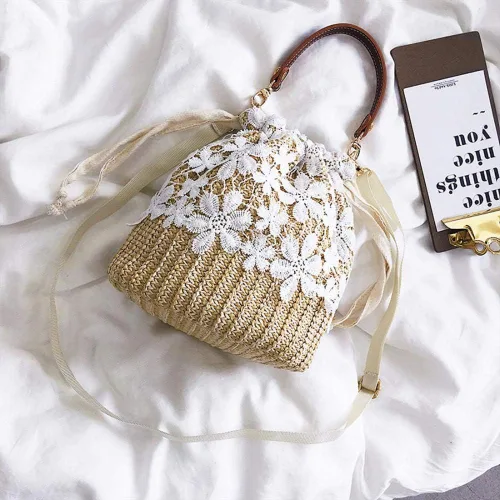 Vista 5 de Bolso de playa de verano para mujer, bolso de mano con asa superior, bolso de viaje de gran capacidad, bolso de mano tejido a mano, bolso grande