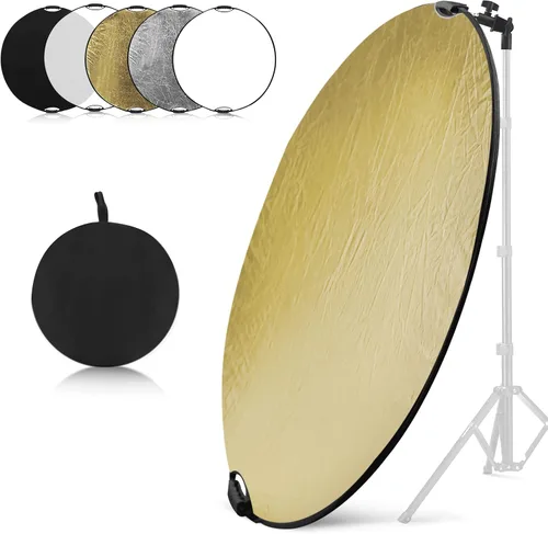 Vista 8 de WELLMAKING Reflector de 32 Pulgadas (80cm) para Fotografía, Reflector de Luz Plegable con Bolsa y Adaptador de Inclinación, Reflector de Manija 5