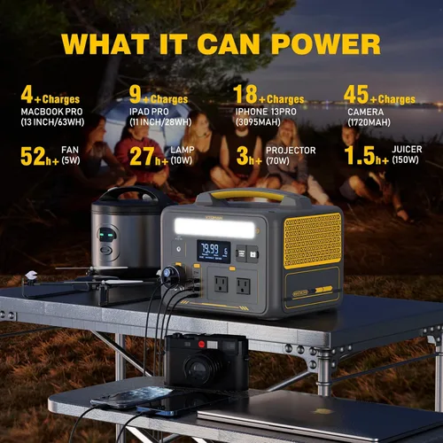 Vista 9 de VTOMAN Estación de energía portátil de 600 W, batería LiFePO4 de 299 Wh con capacidad ampliable, con salidas de CA de 600 W (pico de 1200 W)/puerto