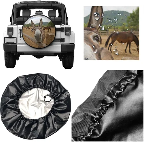Vista 5 de Funny Donkey - Funda protectora de rueda de repuesto resistente a la intemperie, universal, a prueba de polvo, para remolque, RV, SUV, camión