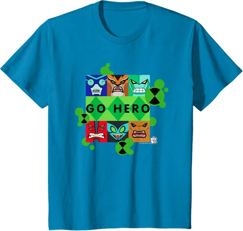 Vista 46 de Ben 10 Go Hero - Camiseta, Azul / Patchwork, S