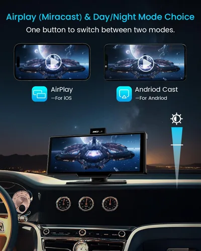 Vista 6 de Pantalla portátil Apple Carplay, estéreo de coche de 10 pulgadas y pantalla táctil automática Android, cámara de tablero 4K, cámara de respaldo