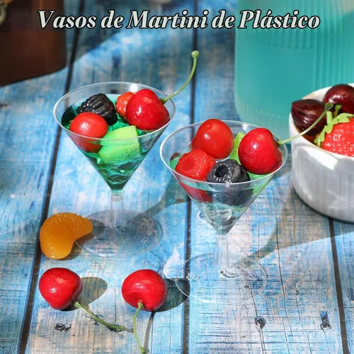 Vista 6 de Yinkin 12 Piezas Vasos de Martini de Plástico de 2 oz Desechables Transparentes para Cóctel Postre Parfait Vasos Irrompibles Mini Copas de Martini