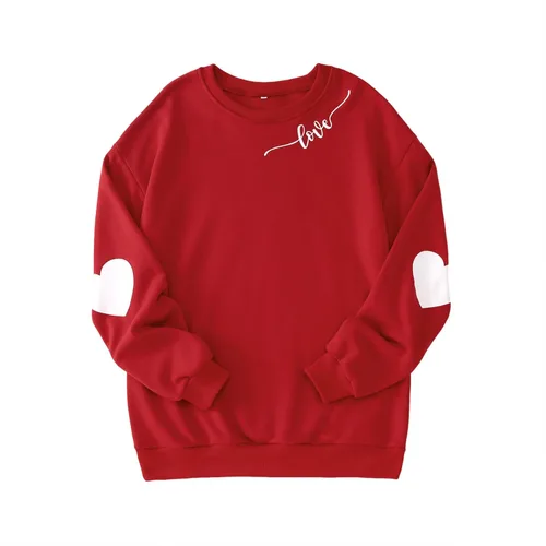 Vista 11 de MODNTOGA Mommy and Me - Sudadera de cuello redondo con cuello redondo y estampado de corazón, manga larga, sudadera familiar a juego Niño-rosa
