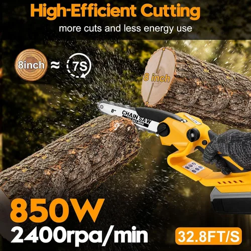 Vista 3 de Mini motosierra inalámbrica para Dewalt 20V MAX funciona con batería (sin batería), motosierra eléctrica inalámbrica de 8 pulgadas para árbol