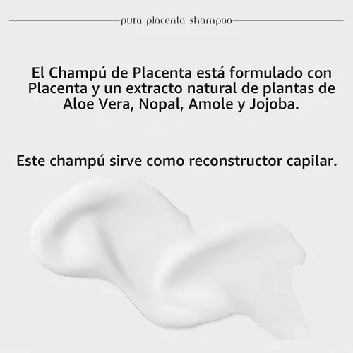 Vista 3 de Cabellina Pura Placenta Reconstructor Champú con Proteínas, Queratina Aminoácidos y Aceites Naturales - 32 fl oz - 1 unidad