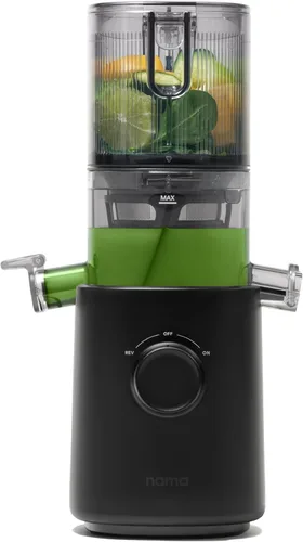 Vista 9 de NAMA J2 Extractor de jugo de prensado en frío – Autoalimentación para operación sin manos con tolva de boca ancha para carga de receta completa Negro