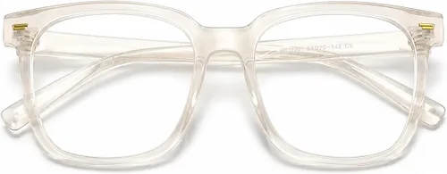 Vista 11 de PANNER Gafas cuadradas de gran tamaño con bloqueo de luz azul antideslumbrante para computadora Naranja claro